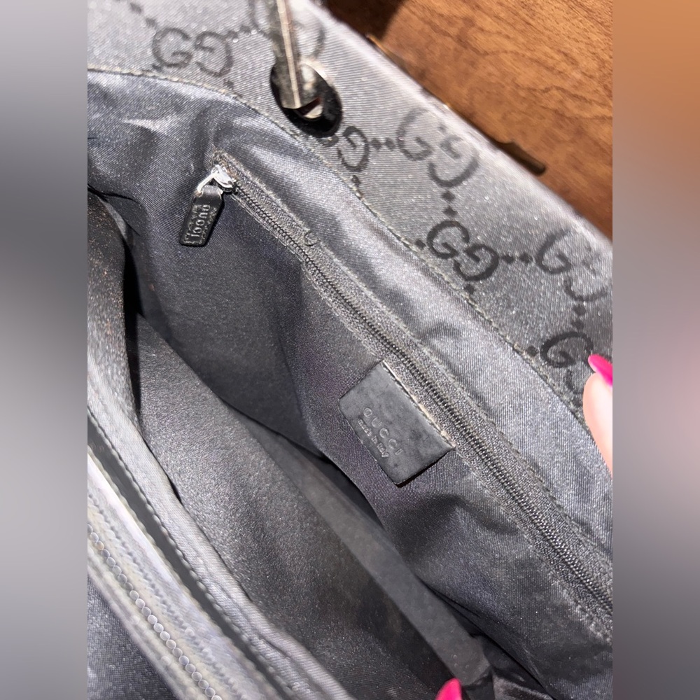 Gucci Black Logo Hand Bag With Bamboo Handles - Picture 10 of 10